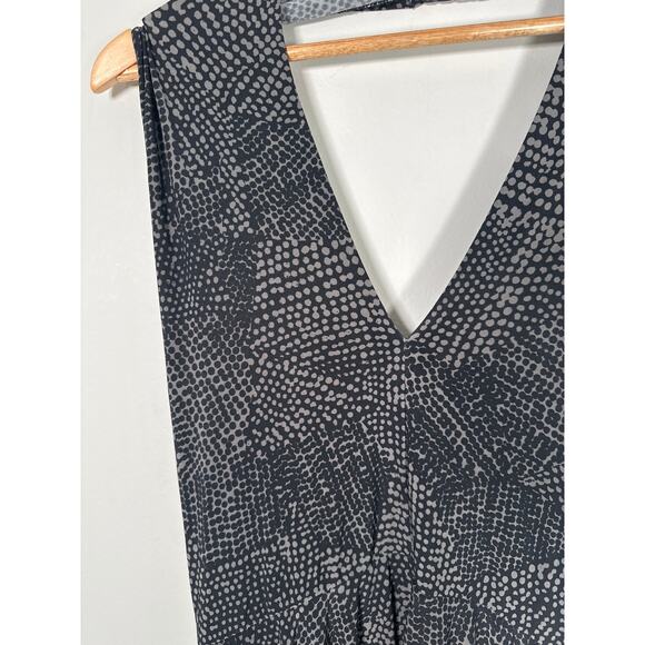 Norma Kamali Halter Dress Womens Size M Graphic Print Gray Stretch - Picture 3 of 10